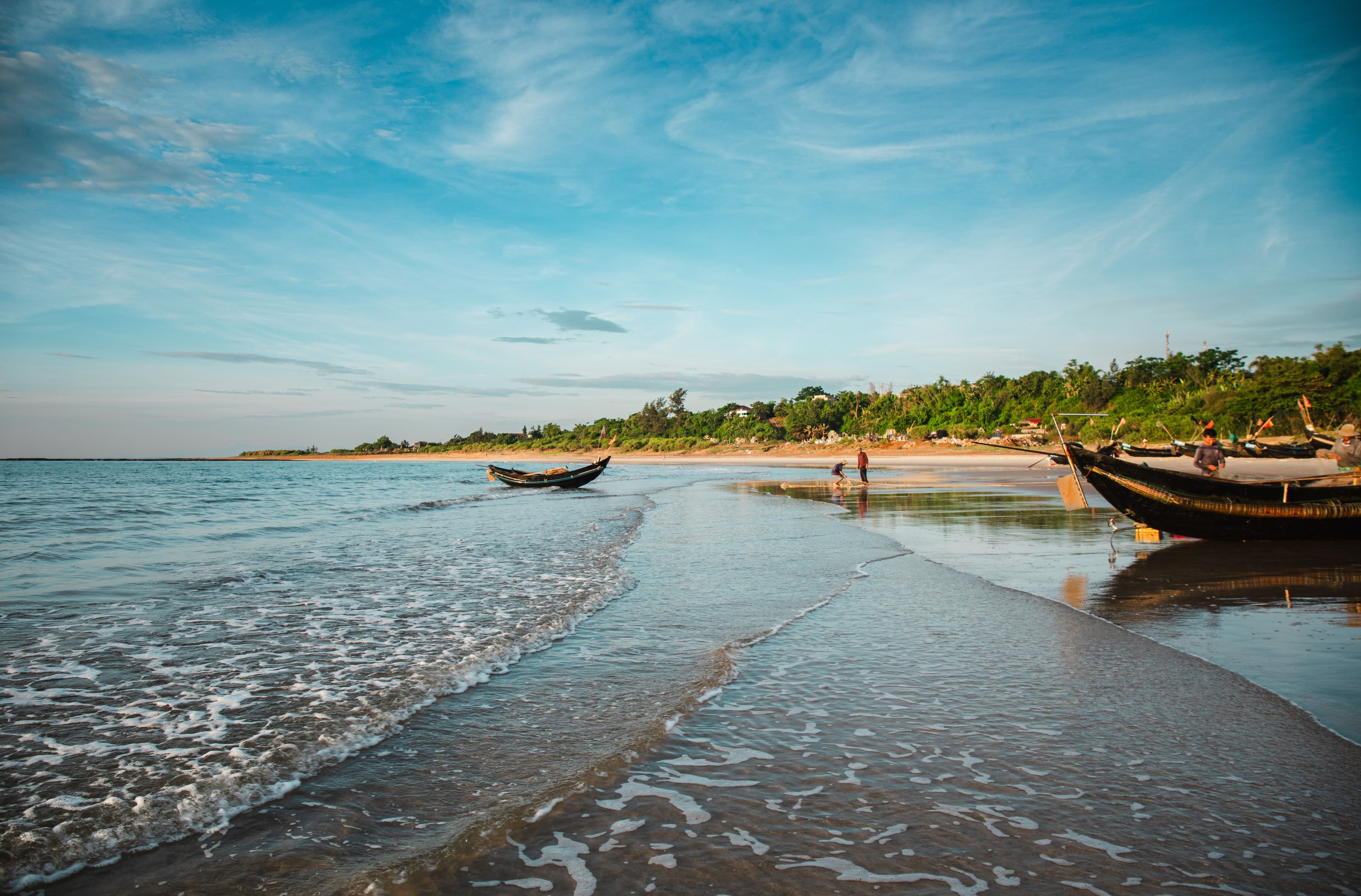 Cox's Bazar beach with fishing boats